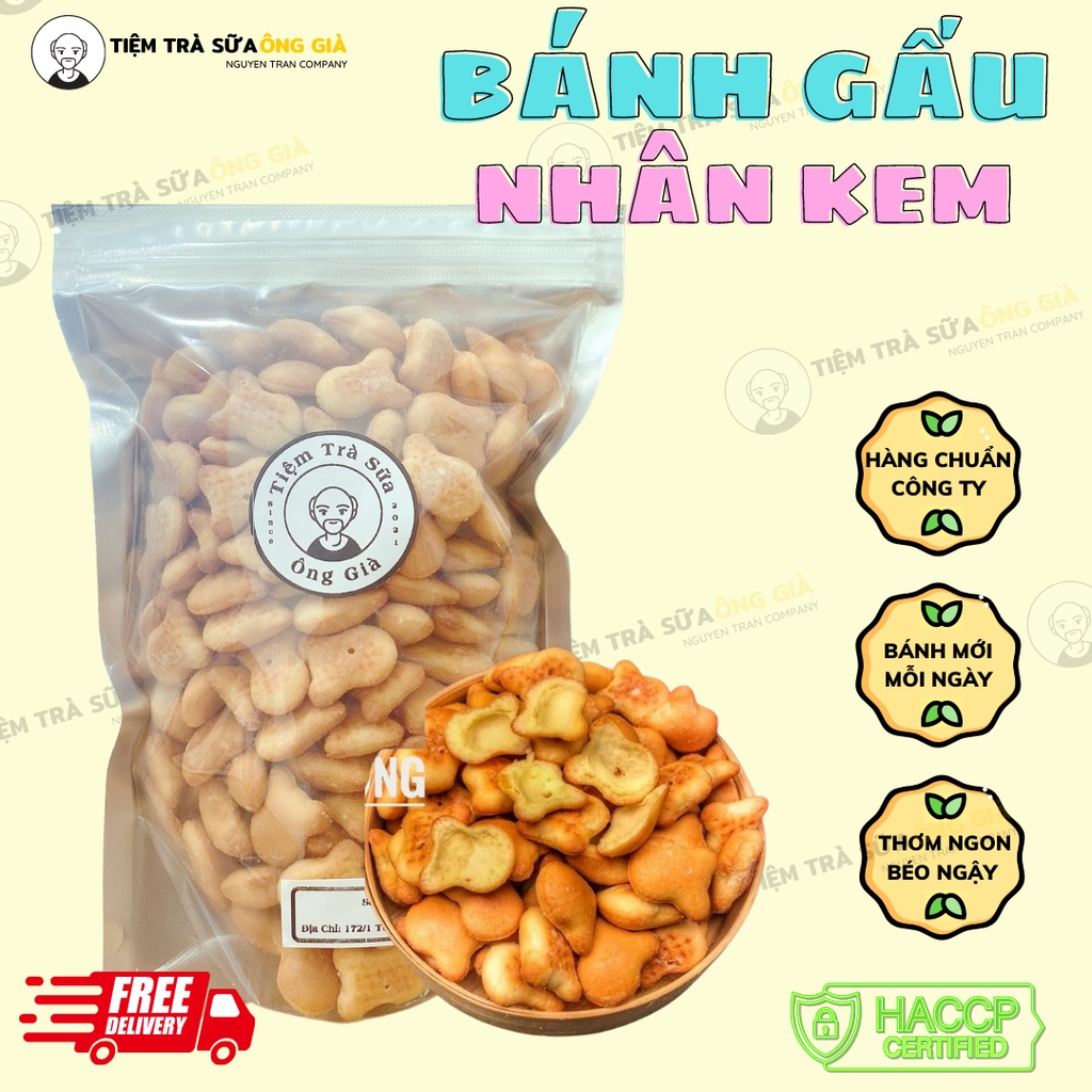 1KG BÁNH GẤU NHÂN KEM THIÊN HỒNG - Date Mới