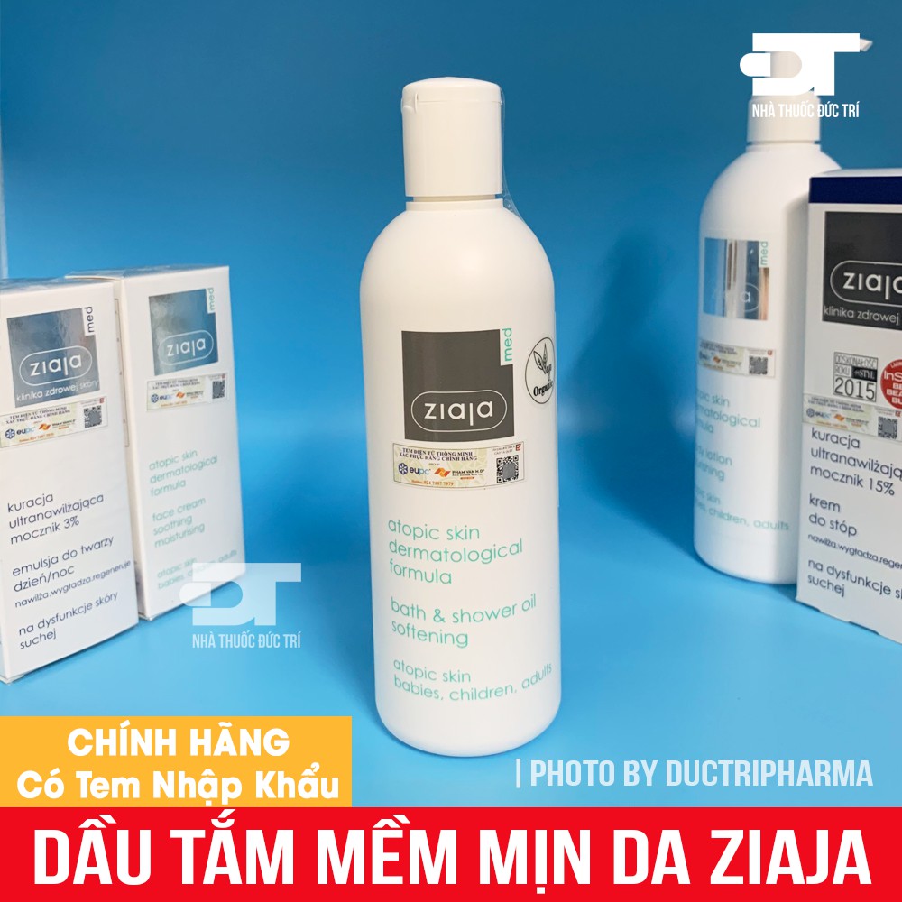[CHÍNH HÃNG] Dầu Tắm Mềm Mịn Da Ziaja Med Atopic Skin Dermatological Formula Bath &amp; Shower Oil Softening