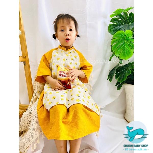 [Rẻ vô địch] [Ảnh thật] Áo Dài Cách Tân Hoa Nhí Xốp Nhăn Hàng Thiết Kế Xinh Đẹp