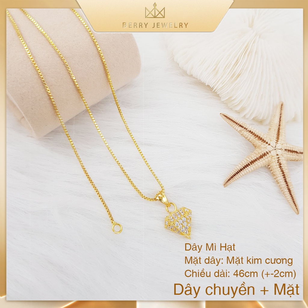 Dây Chuyền Nữ Dây Mì Hạt Bản Nhỏ Basic Đẹp Xi Vàng, Vòng Cổ Nữ Kết Hợp Mặt Dây Hình Klm Cuong Nhỏ Đính Đá