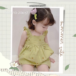 Bộ đồ đũi xốp 3 màu xinh xắn siêu mát cho bé gái