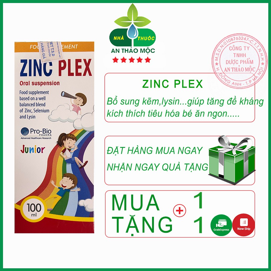 Zinc Plex.Bổ Sung Kẽm  Và Các Vitamin Khoáng Chất Giúp Tăng Sức Đề Kháng Miễn Dịch Cho Bé