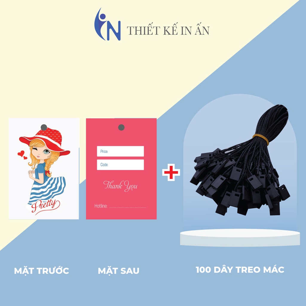 Mác quần áo combo 100 mác + 100 Dây Treo Thẻ Bài - Dây Dù Xâu Tag (Mác) Quần Áo