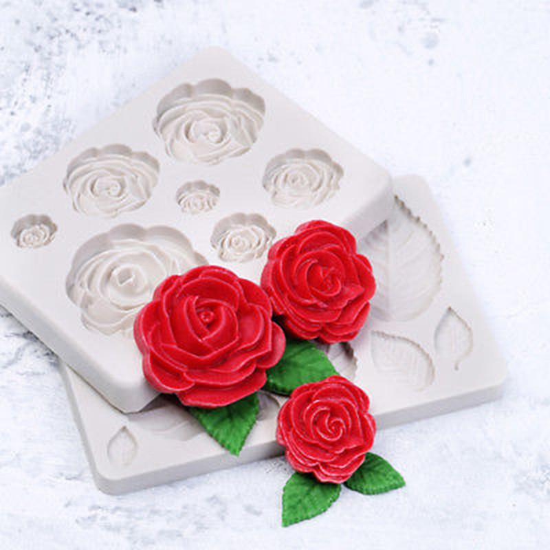 Khuôn Silicone Tạo Hình Hoa Hồng 3D Trang Trí Bánh