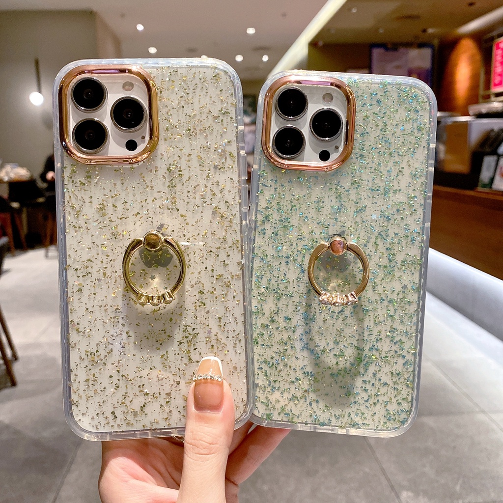 Ốp Điện Thoại Kim Tuyến Có Vòng Đỡ Cho iPhone 13 Pro Max 12 Pro Max 12 11Pro XS Max 13 11 XR X Đứng