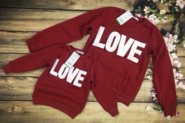 Áo đôi mẹ - con chữ Love lót nỉ