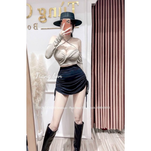 Chân váy dúm dây rút sườn
