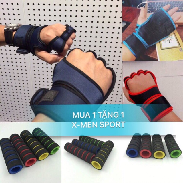 [Mua 1 tặng 1] COMBO găng 2.0 & Bao tay tập GYM X-Men