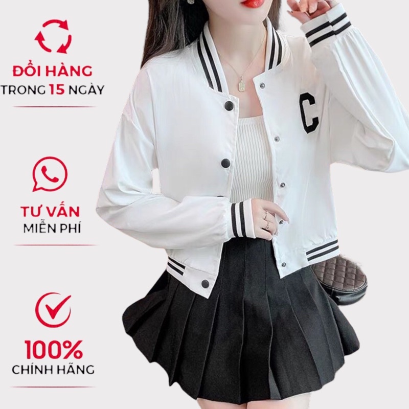 Áo Khoác Lửng Nữ Chữ C Chất Dù Hai Lớp Form Chuẩn Có Túi Trong Tiện Lợi Mặc Đẹp Thoải Mái [NEW UNISEX]