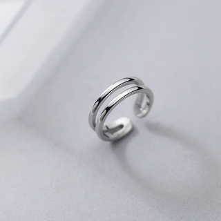 Nhẫn bạc 925 ngón út hai tầng freesize đơn giản dễ phối dành cho nữ - twinkle silver