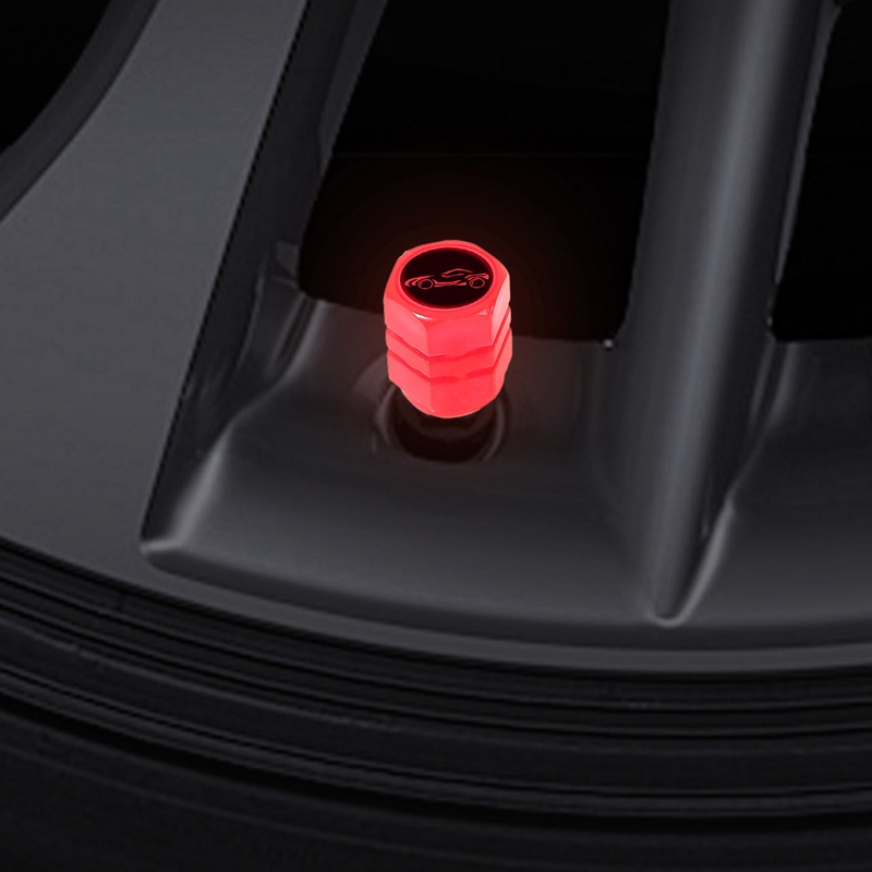 Vỏ Bọc Van Lốp Xe Hơi / Xe Máy Màu Đỏ Dạ Quang Độc Đáo Trang Trí