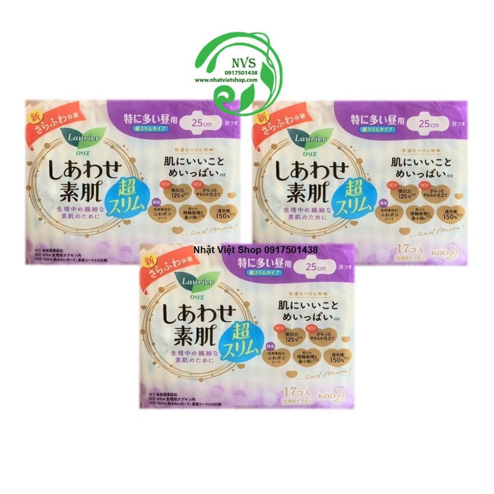 Combo 3 gói Băng Vệ Sinh Laurier Happy Skin Siêu Mỏng [25cm-17M]