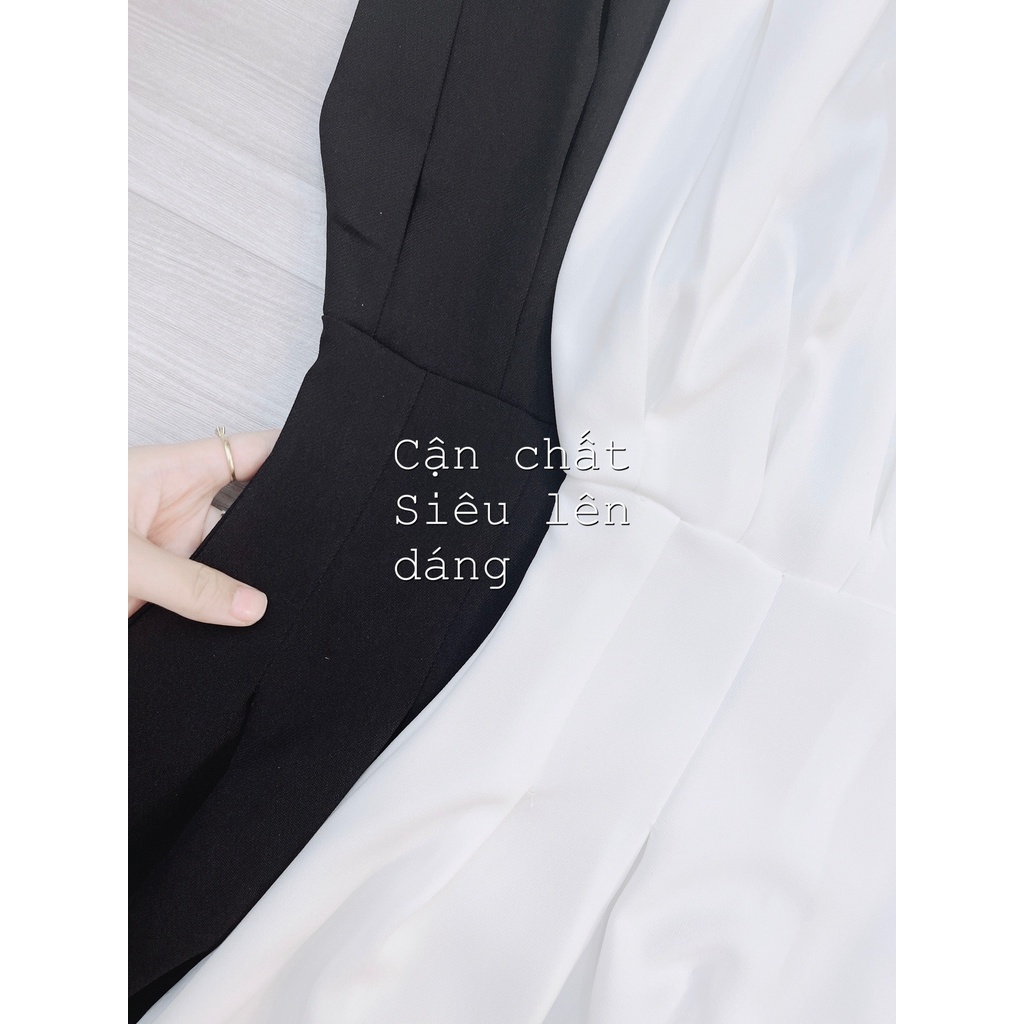Đầm thiết kế xếp ly xẻ ngực Vayxeplyxenguc