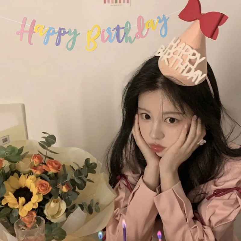 Dây Cờ Treo In Chữ Happy Birthday Màu Sắc Ngọt Ngào Dùng Trang Trí Tiệc Sinh Nhật