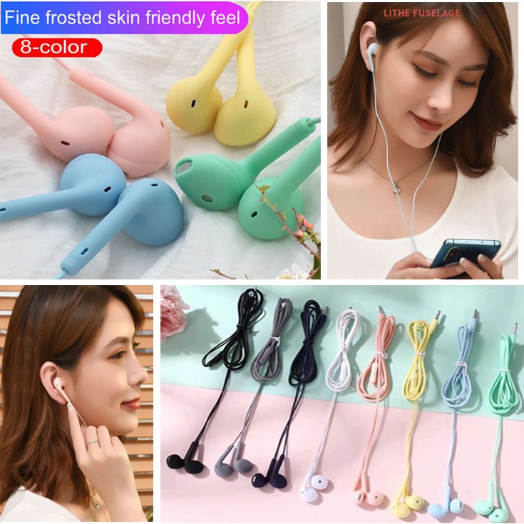 Set 2 Tai Nghe Mini 3.5mm Màu Sắc macaron 8 Màu Chất Lượng Cao