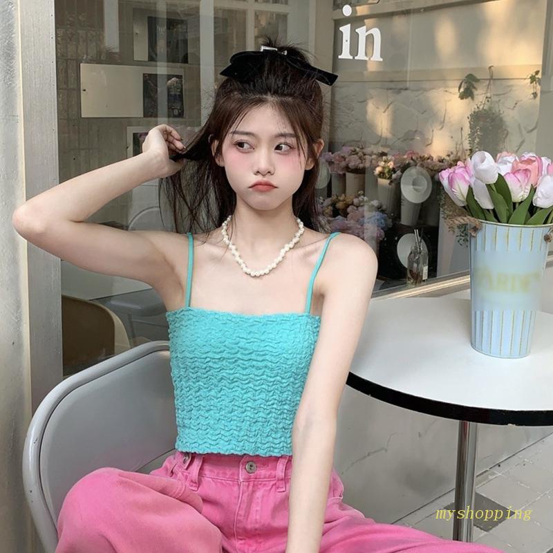 Áo Croptop Hai Dây Màu Trơn Dáng Ôm Thời Trang Quyến Rũ Cho Nữ