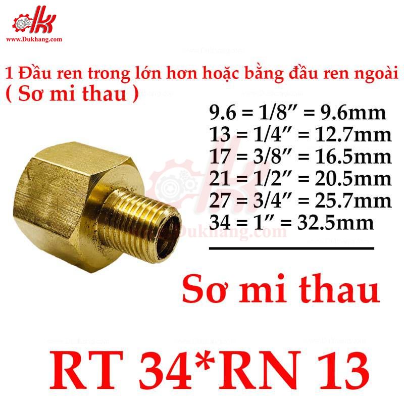 Sơ mi thau - Nối ren trong ren ngoài đồng