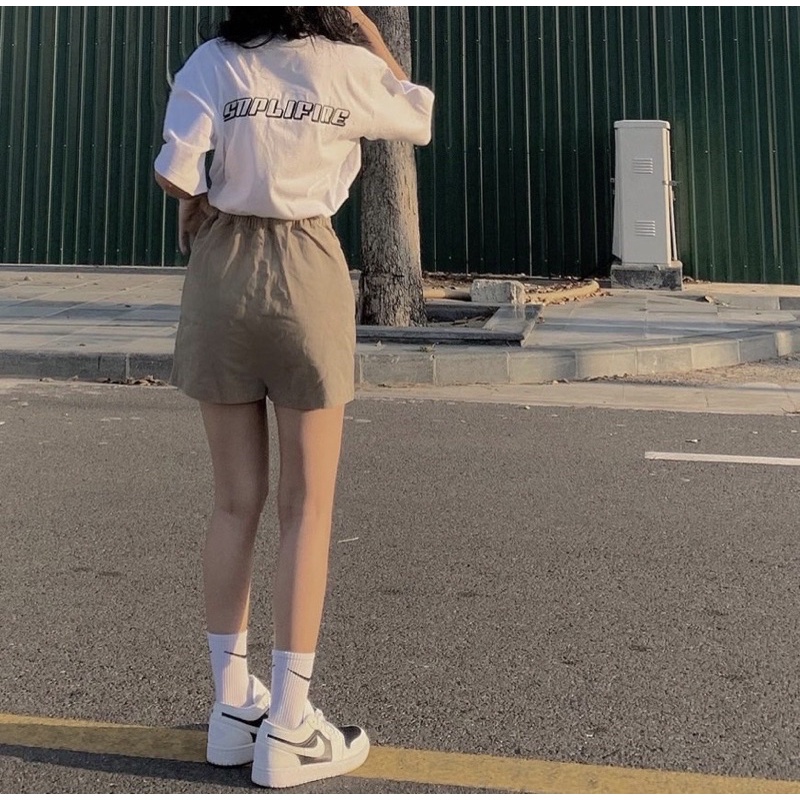 Set áo pull trắng + short nude