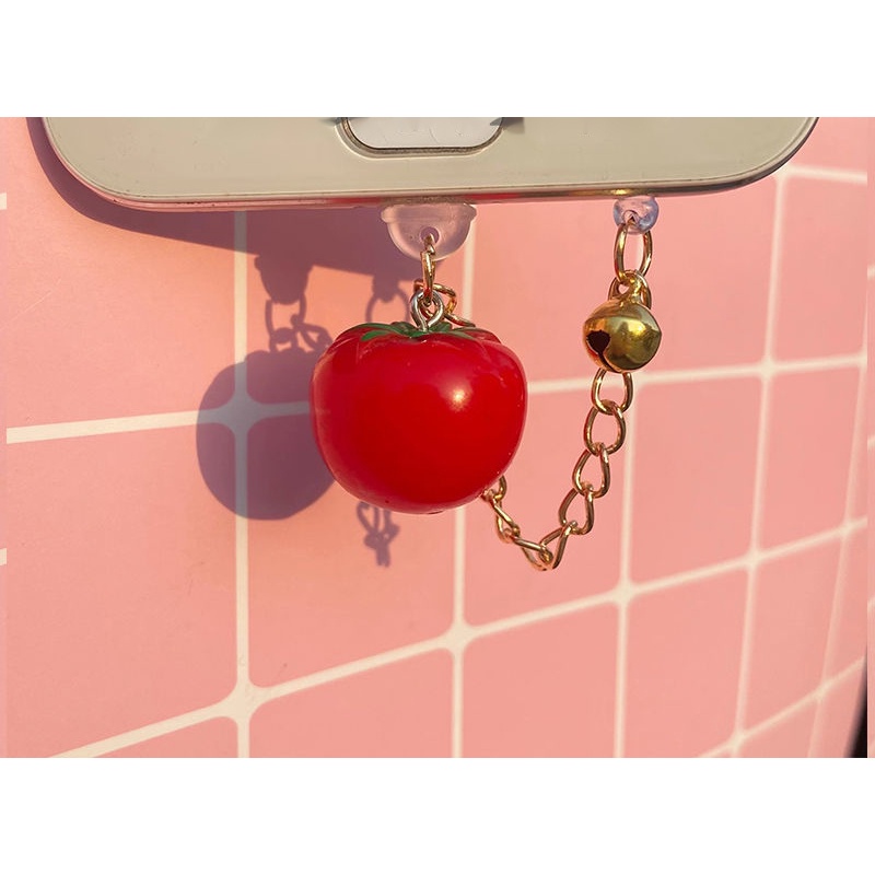 Nút Bịt Chống Bụi Chống Bụi Gắn Ổ Cắm Điện Thoại Di Động Hình Quả Dâu Tây / Cà Chua Phong Cách Nhật Bản