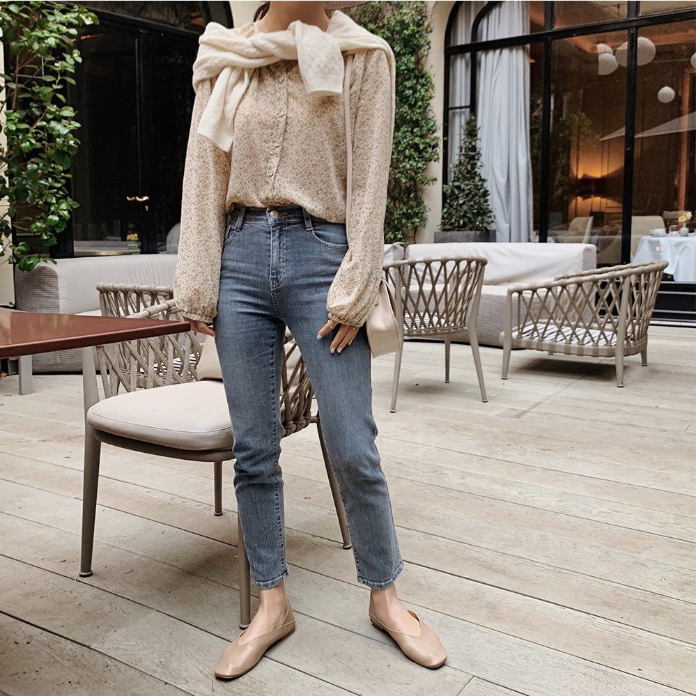 SUXI Áo Sơ Mi Nữ Dài Tay In Hoa Thời Trang Hàn Quốc