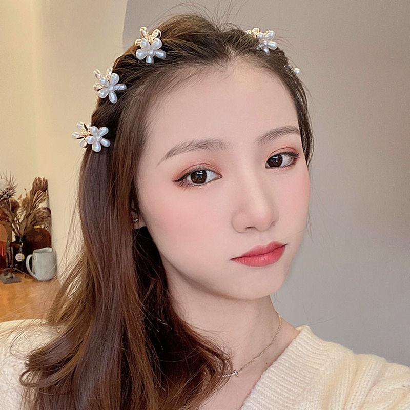 Bộ Kẹp Tóc Đính Hoa Ngọc Trai Dễ Thương Xinh Xắn