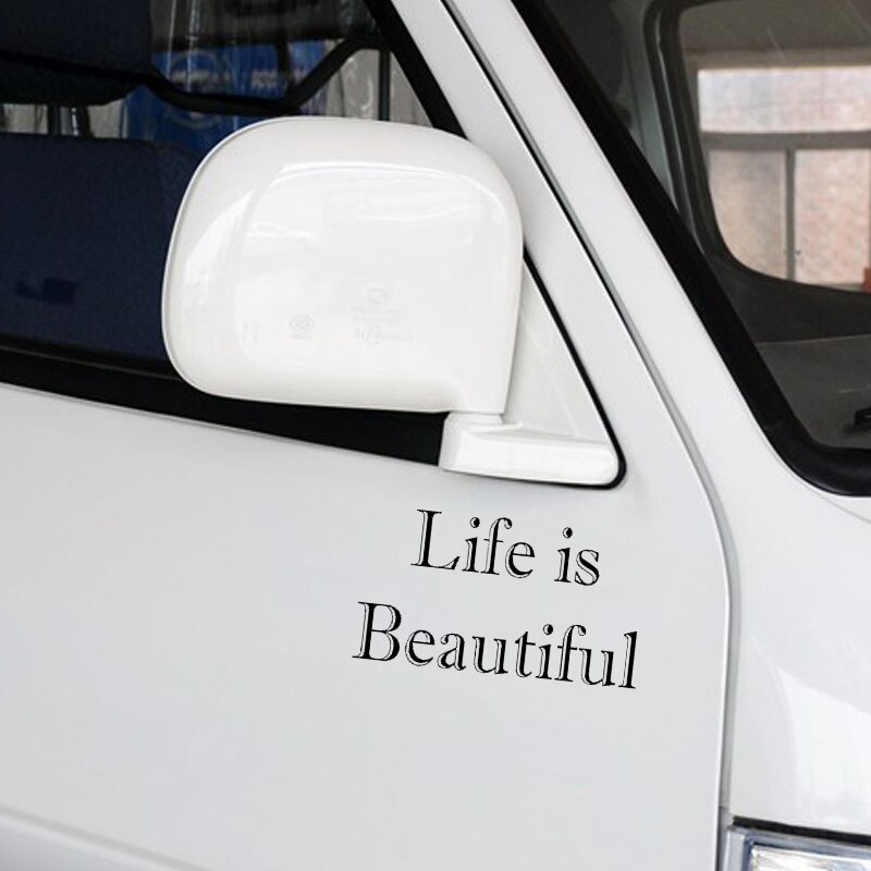 Miếng sticker Life Is Beautiful dán trang trí ô tô chống thấm 17.4cmx9.5cm