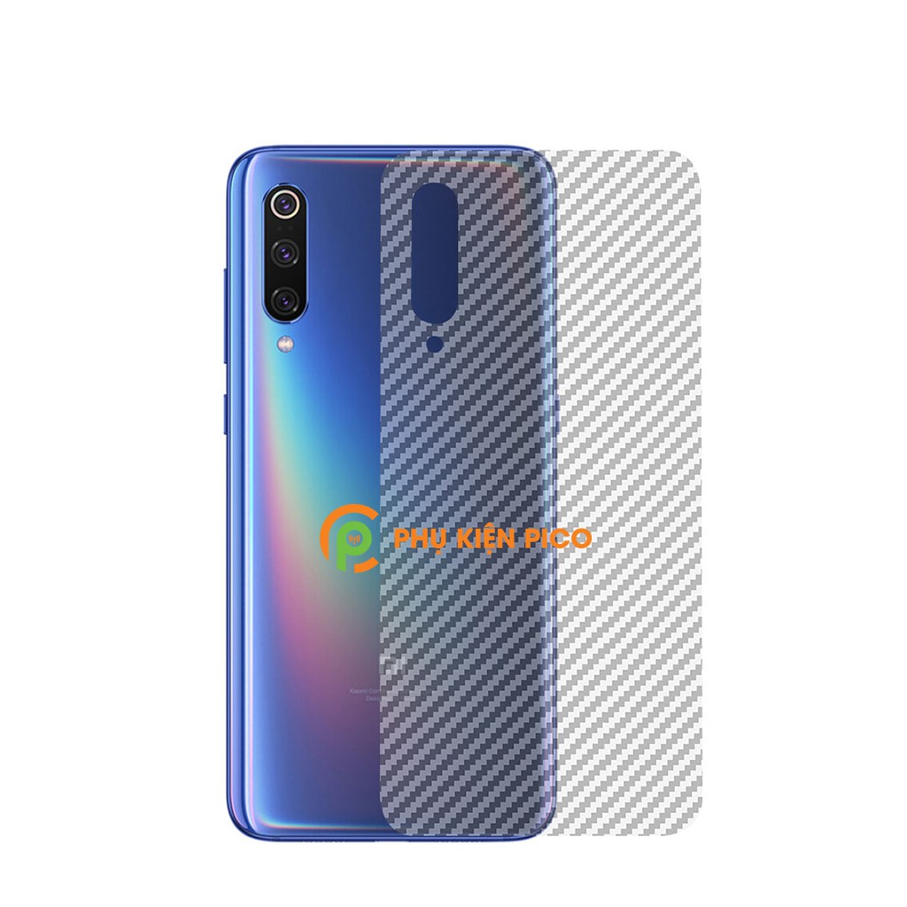 Dán lưng Mi 9 trong suốt nổi vân Carbon 3D tản nhiệt tốt - Dán lưng vân Carbon Xiaomi Mi 9