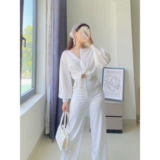SUNDEI | Áo sơ mi tay phồng cổ tròn Basic Shirt