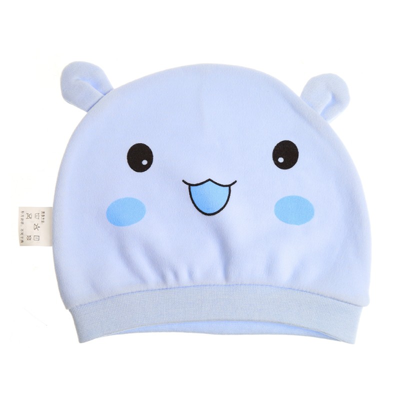 Mũ Beanie Cotton Họa Tiết Mặt Cười Đáng Yêu Cho Bé