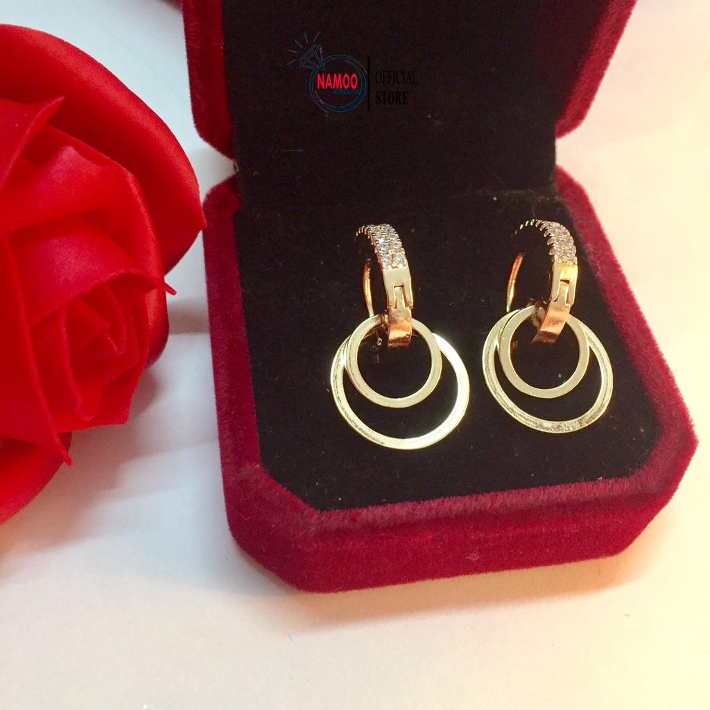 Khuyên Tai Nữ, khuyên Tròn Sát Tai Đính Đá T169 Namoo Jewelry