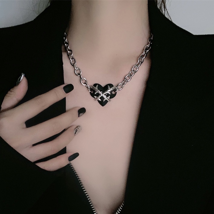 ✨✨Vòng cổ choker bằng bạc mặt hình trái tim thời trang cho nữ