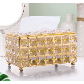 Hộp đựng khăn giấy pha lê cao cấp đính đá sang trọng phong cách châu âu