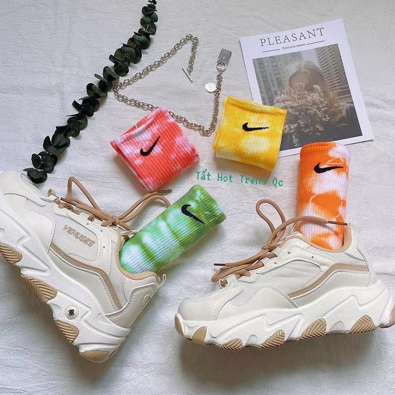 Tất Nike LOANG Màu Cổ Cao Vớ Tie Dye