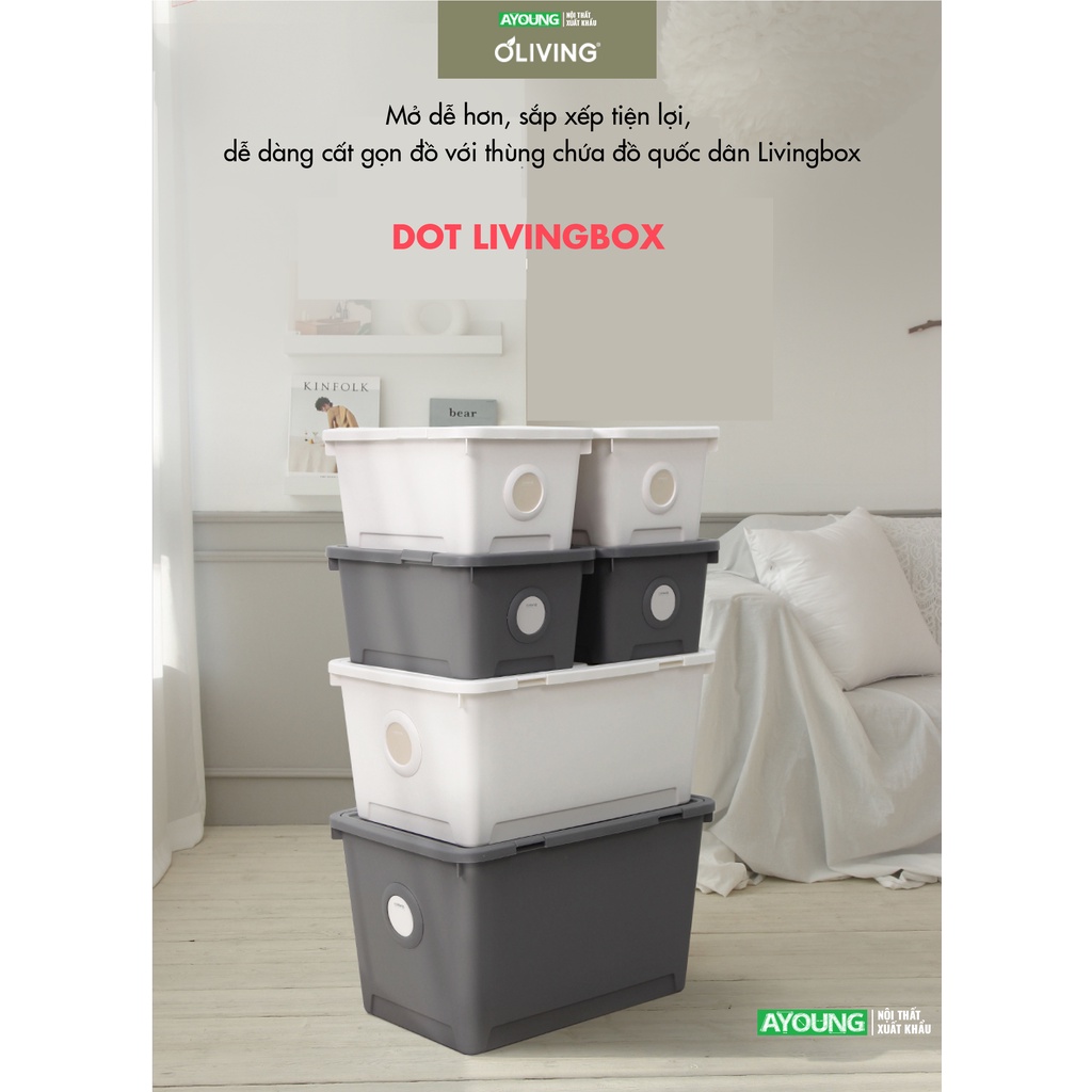 Thùng Nhựa Đựng Đồ 72L [OLLYHOME] Thùng Đựng Đồ Oliving Đa Năng Có Nắp 2 Màu Phong Cách Hàn Quốc ST24