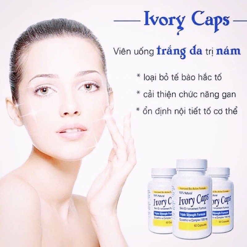 (8/22 Air bill) Viên uống Ivory Caps trắng da, giảm nám, mờ tàn nhang 60 viên | BigBuy360 - bigbuy360.vn