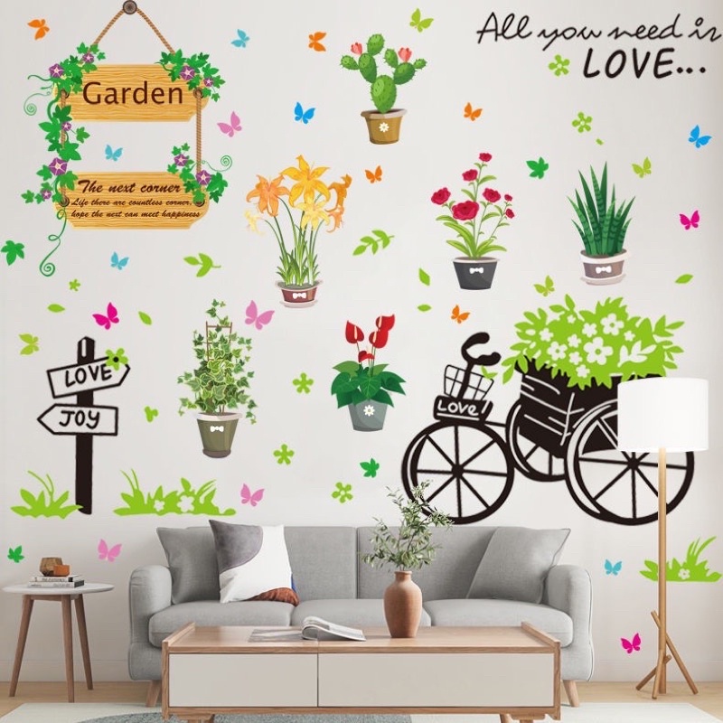 Decal dán tường cây xanh trang trí  CHỌN NHIỀU MẪU  Tranh dán hoa lá xanh tươi bóc dán