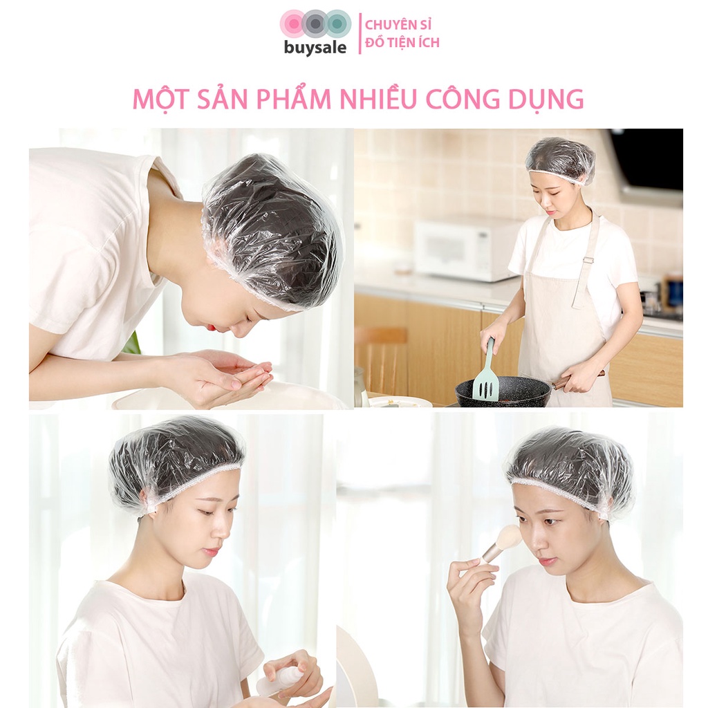 Túi 100 cái mũ trùm làm tóc hấp dầu, nhuộm, uốn hoặc dùng đi mưa chống ướt tóc_Buysales_BSPK193
