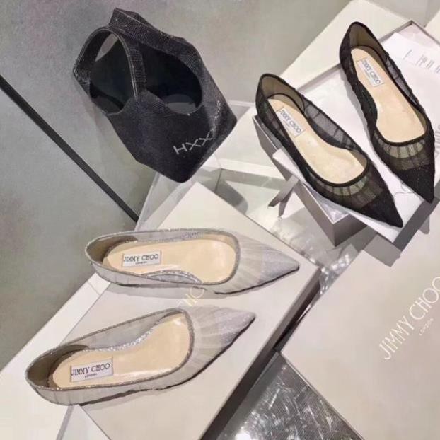 SANG CHẢNH JVmt(VIDEO) Giày Bệt Ren Lưới Jimmy Choo Siêu Mềm Êm Fullbox Bill Túi Cao Cấp . . RẺ ĐẸP . new mùa thu NEW H2
