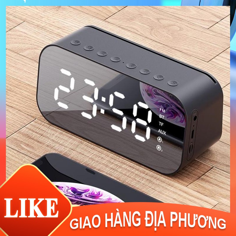 Loa Bluetooth Kiêm Đồng Hồ - Mặt Gương Hiển Thị Đèn Led - Đài FM - Đồng Hồ Báo Thức [YX100003]