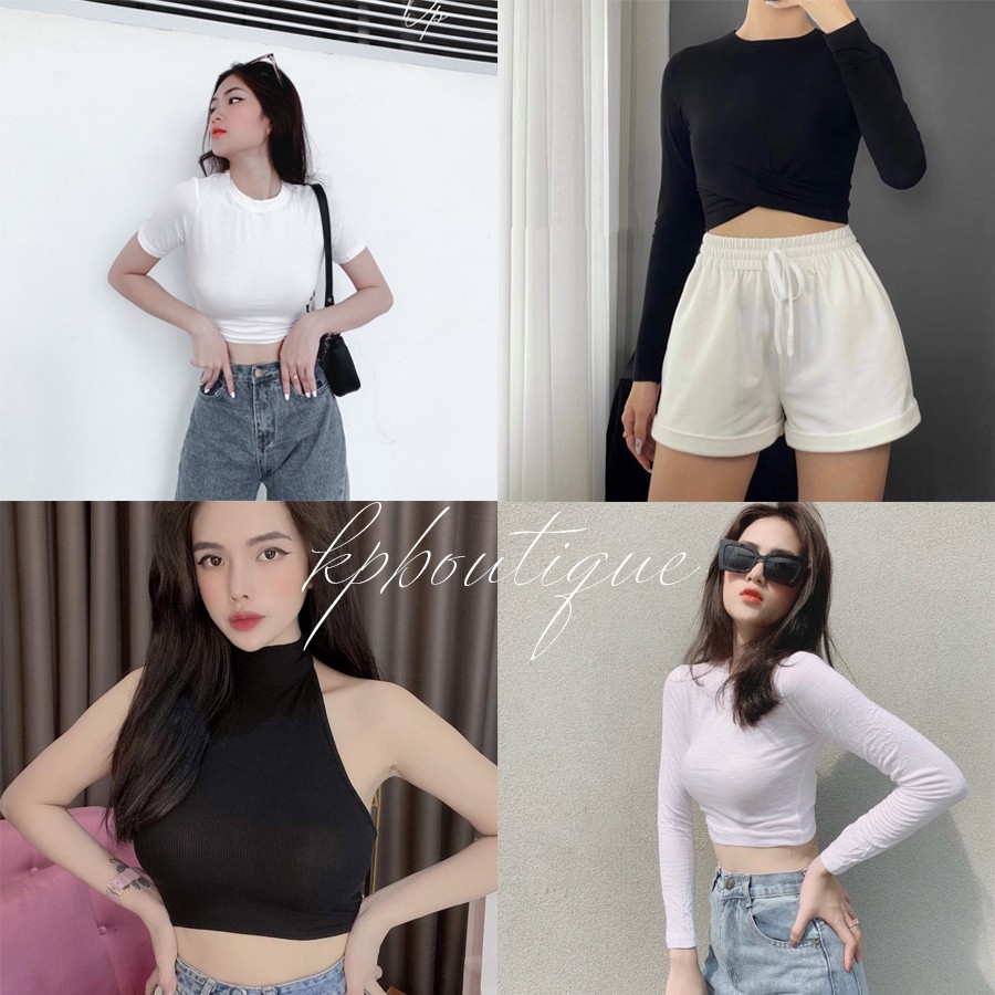 Áo Croptop Chất Borip Dày Dặn Mềm Mại Co Giản Mạnh Size 53kg Ảnh Thật 100%