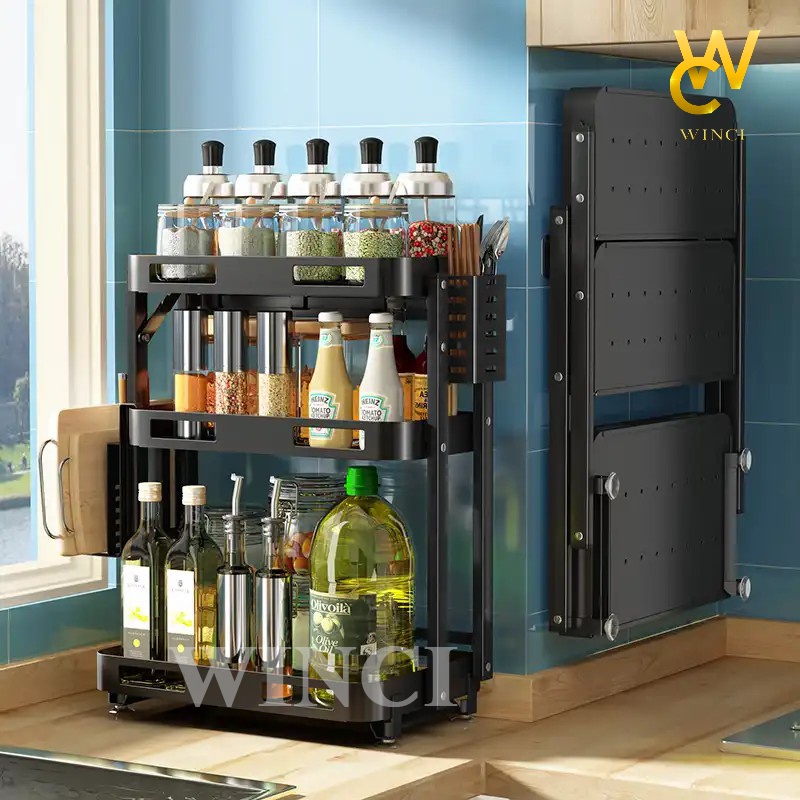 Kệ gia vị Gấp gọn Đa Năng Winci. Chất liệu thép carbon không gỉ, Sơn tĩnh điện 3 lớp, WIN-KGV