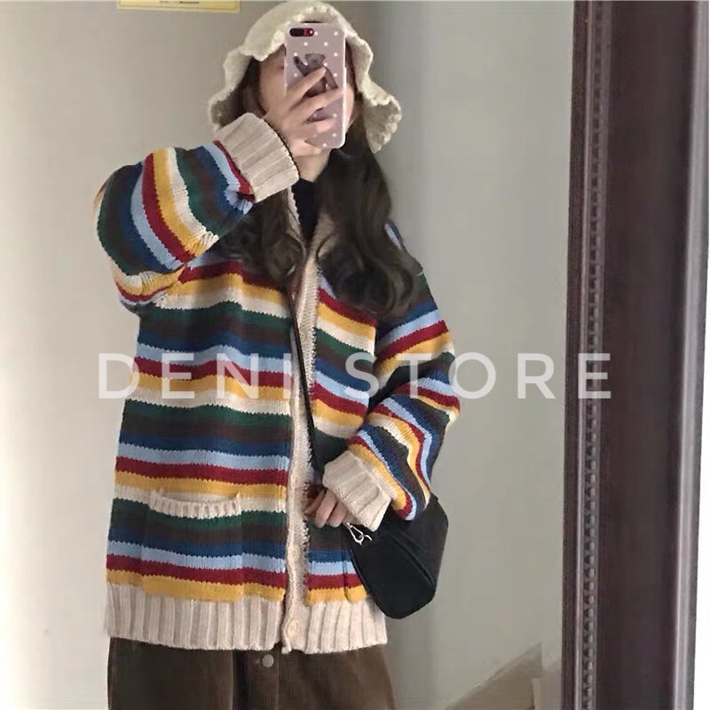 Áo khoác len cardigan kẻ Vintage🍂🍂🍂