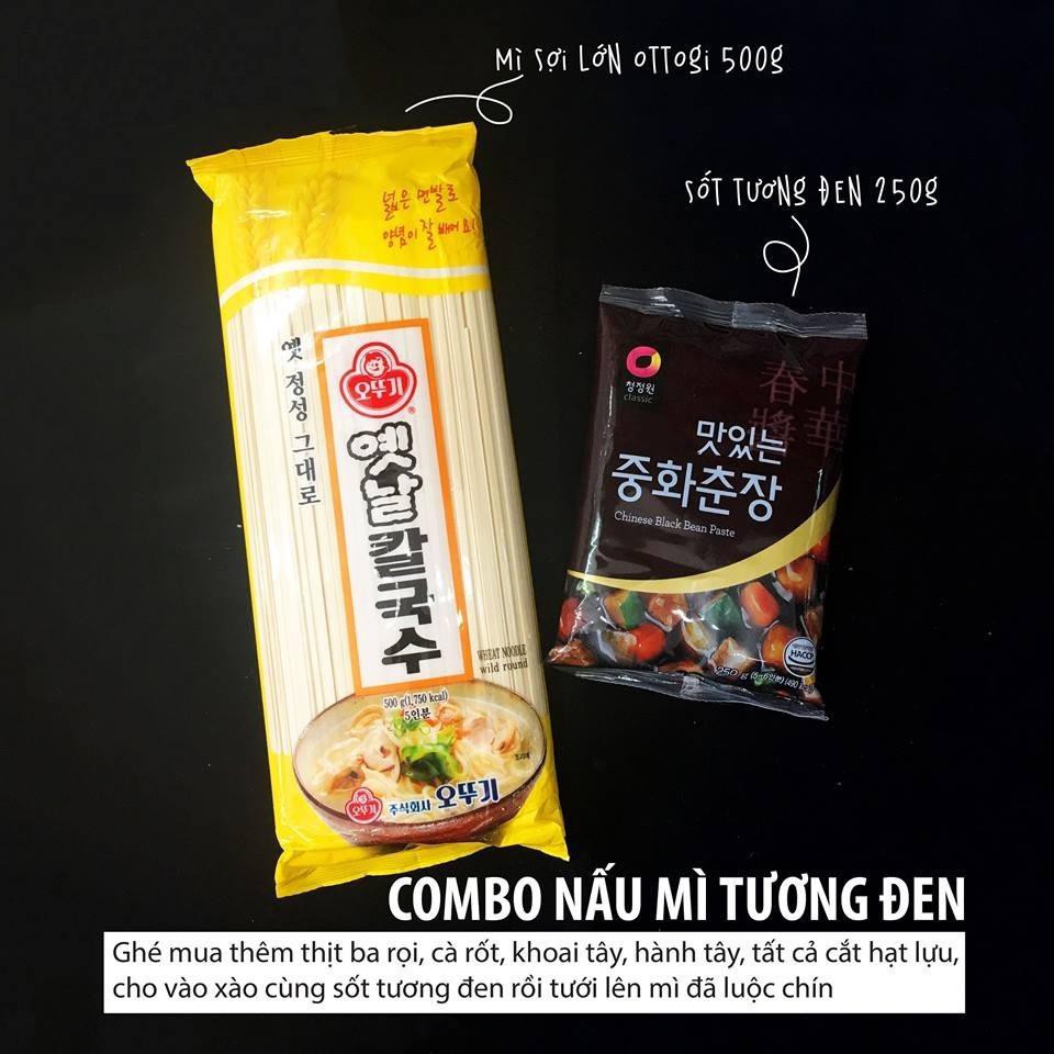 combo nấu mì trộn tương đen (500g mì sợi lớn Hàn Quốc +250g sốt tương đen)