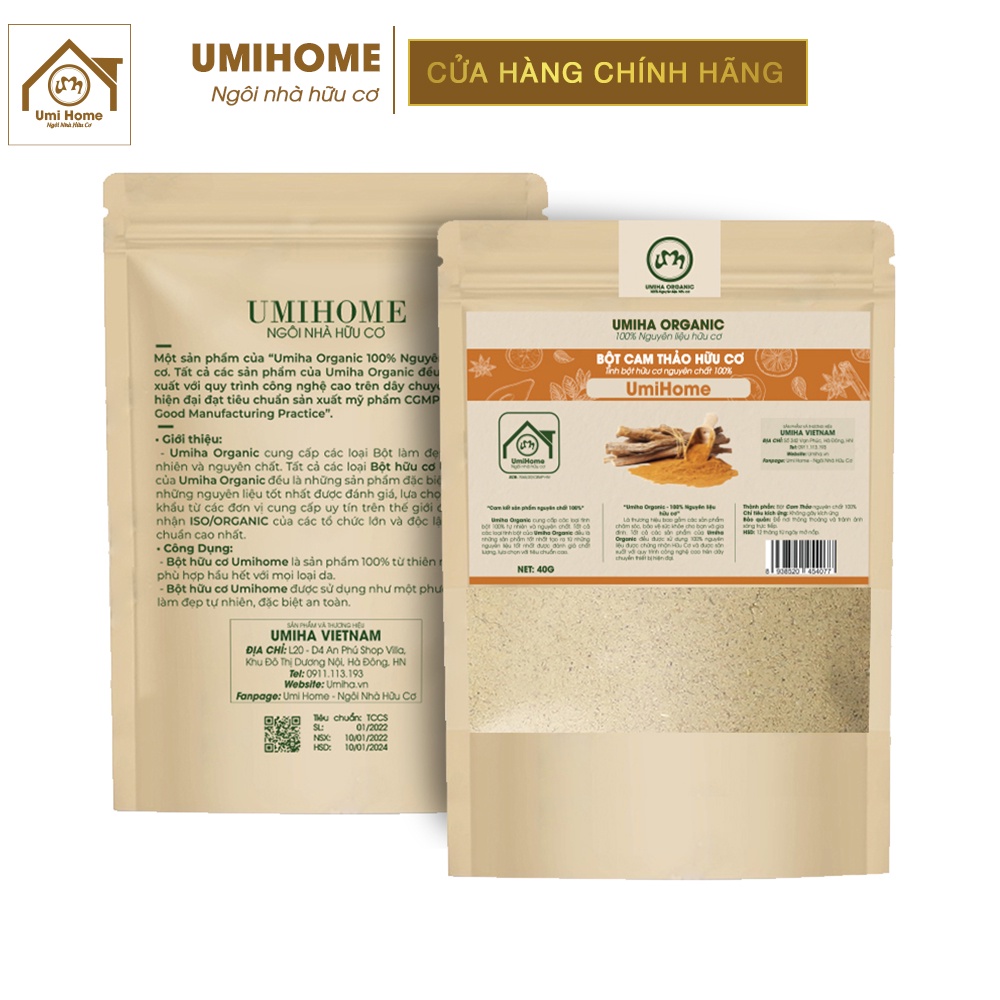 Bột Cam Thảo hữu cơ UMIHOME nguyên chất Licorice powder 100% Organic 40G