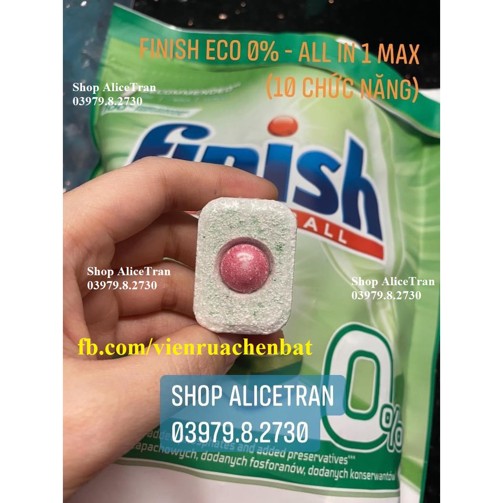 Viên rửa chén bát Finish Eco 0% - All In 1 Max - 70 viên (dùng cho máy rửa chén bát)