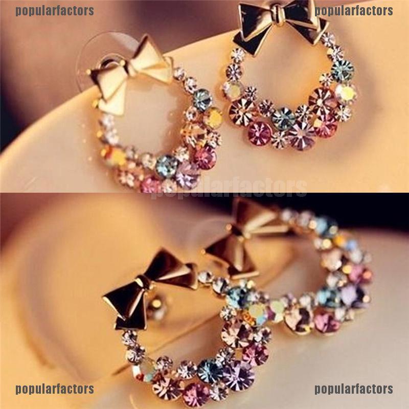 [Popular] 1pair Fashion Women Lady Elegant Crystal Rhinestone Ear Stud Earrings Jewelry [FS]