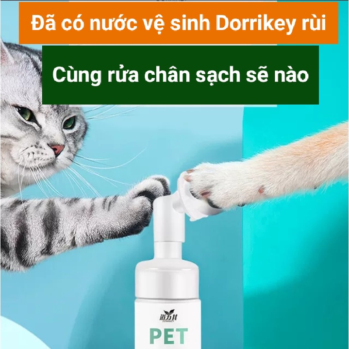 Bọt rửa chân cho chó mèo DorriKey 150ml - Dụng cụ làm sạch bàn chân cho thú cưng