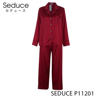 Bộ Đồ Ngủ Pijama Nữ Trơn Tay Dài Lụa Satin Seduce P11201