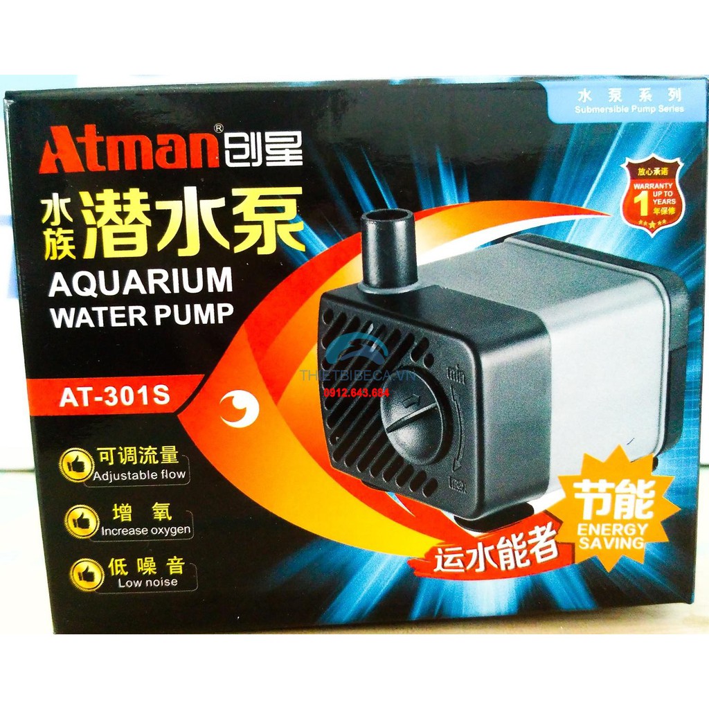 Máy bơm ATMAN AT-301S (2.5W) | Dòng bơm bể cá thế hệ mới bền bỉ, tiết kiệm điện