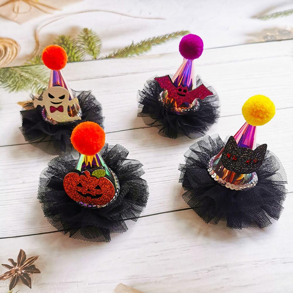 Kẹp Tóc Hình Nón Halloween Phối Ren Phát Sáng Độc Đáo